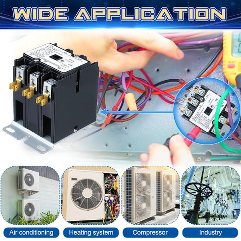 Dreyoo Carrier HVAC Motor Contactor, 3 Pole 40Amp Replacement Relays for Air Conditioner, Heat Pump, Refrigeration