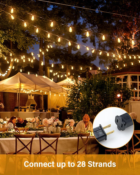 50FT 26 ST38 Bulbs (1 2700K Doukedge Outdoor String Lights Waterproof, Patio Lights with Edison Sqare), Outside Hanging
