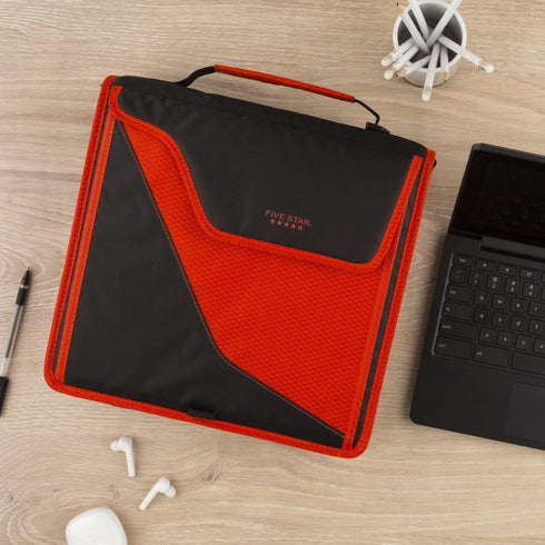 Five Star Zipper Binder, 3 Inch 3-Ring Binder for School, 5-Tab Expanding File, 700 Sheet Capacity, Red/Black (29296CE8)