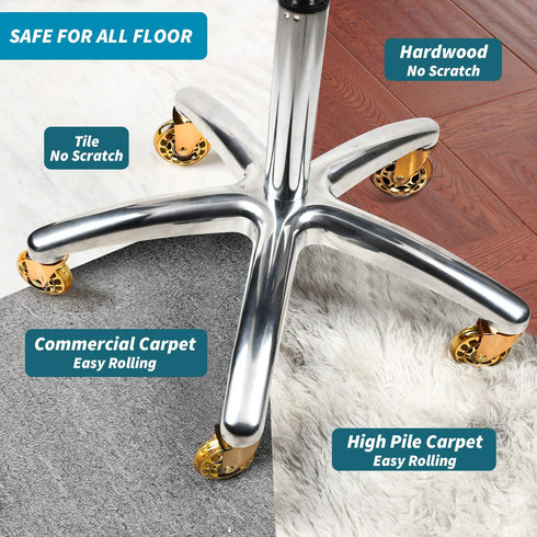 Office Chair Replacement Wheels, Set of 5, 3'' Heavy Duty Caster Wheels, Universal Stem 7/16 Inch, Gold