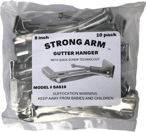 Quick Screw 5" Heavy Duty Hidden Rain Gutter Bracket Hook Hangers, 10 Pack with Clip
