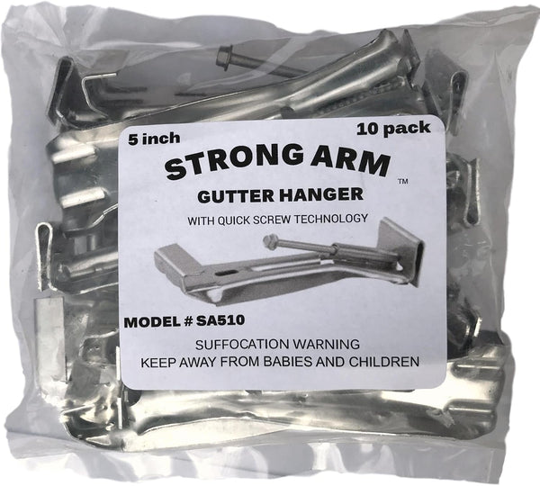 Quick Screw 5" Heavy Duty Hidden Rain Gutter Bracket Hook Hangers, 10 Pack with Clip