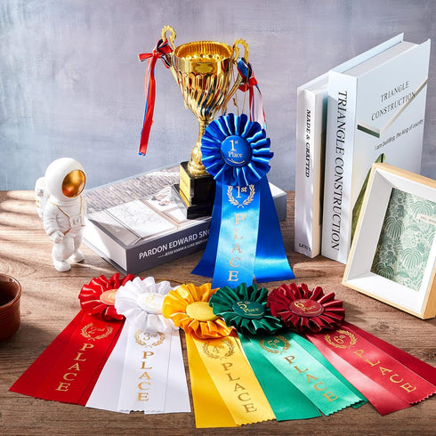 Award Ribbon Set, Victory Rosette First Place Ribbon, 1st to 6th Place for Competition, Sports Event, 6 Pack