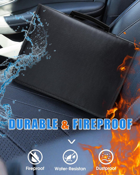 Fireproof Document Organizer Bag, a-z Accordion File Organizer 26 Pocket with Handle for Documents, Cash, Passport