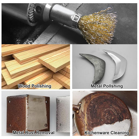 30pcs Set 1/4 Inch Shank,6 ATOPLEE Brass Coated Wire Brush Wheel & Cup Brush with Round Sizes Crimped Wire Brush Wheel