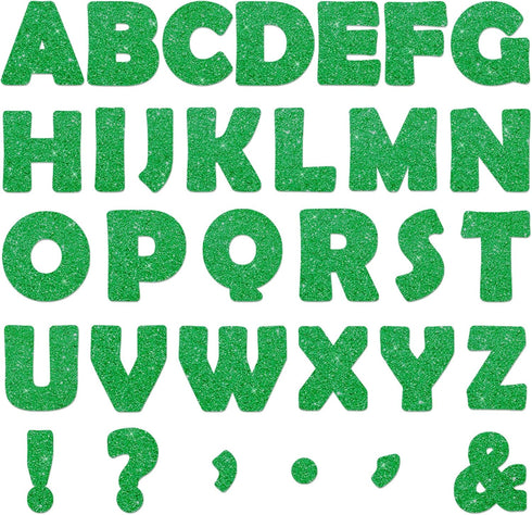 Qyeahkj 150 PCS Large 6" Font Letters and Punctuation Set, Glitter Green Classroom Alphabet Cutouts