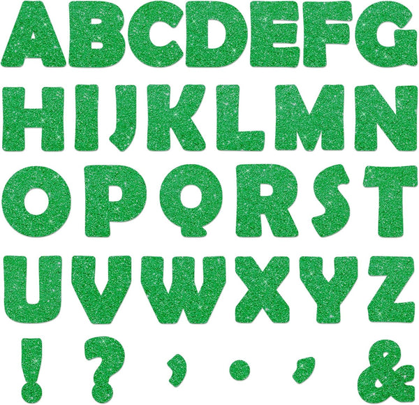 Qyeahkj 150 PCS Large 6" Font Letters and Punctuation Set, Glitter Green Classroom Alphabet Cutouts