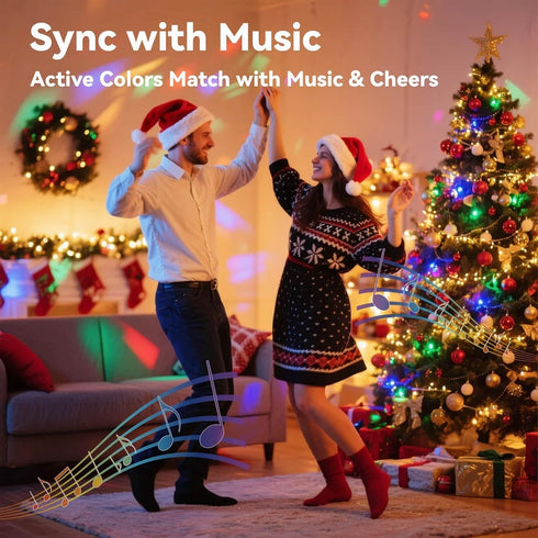 32.8ft Control,Dimmable IP67 Color Changing Fairy Lights with Remote, USB RGB+IC Light Twinkle Bluetooth APP Xmas Music