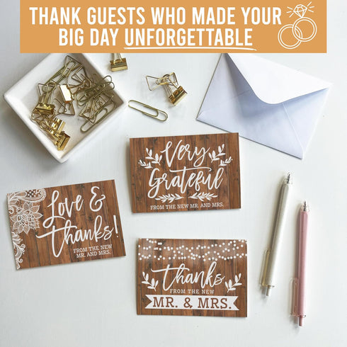 -54 Hadley Designs Wedding Thank You Cards with Envelopes Rustic Thank You Cards Wedding with Envelopes, ThankYou Notes