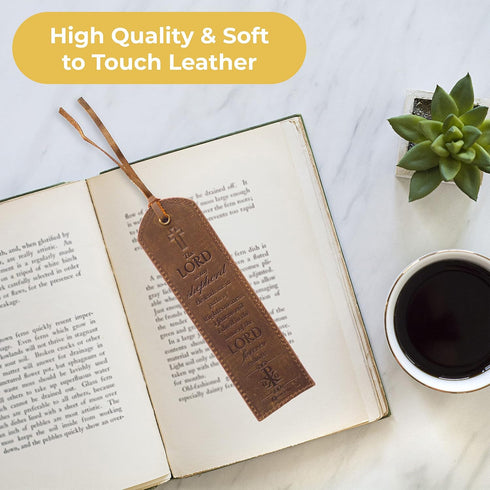 Leather Bible Bookmarks - 2 Inspirational Christian Bookmarks with Psalm 23 Verse, Perfect Gifts for Readers