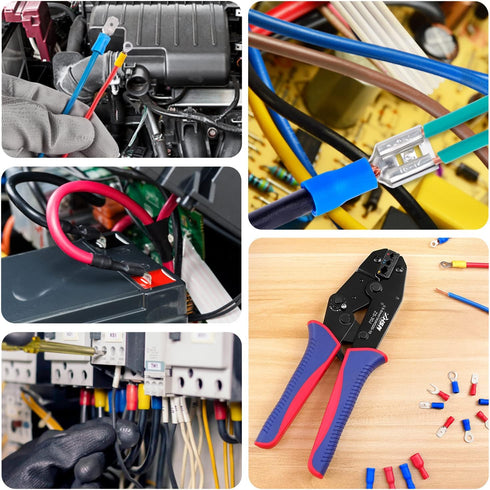 Zhushan Ratcheting Electrical Wire Crimper, 30J Crimping Tool for Insulated Terminals, Ratchet Terminal Crimper
