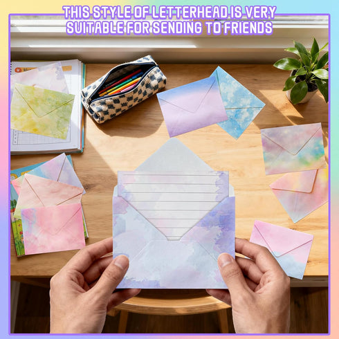 LYMXsd 160 Set, 50 50 60 10 8.27 5.5 Inch) Pcs Stationery Paper Stationery Papers with Matching Envelopes and Round Dot