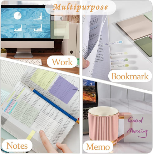 BAYTORY 1610 Sheets Transparent Sticky Notes, Clear Waterproof 3 x 3 inch Memo Pad for Annotating Books