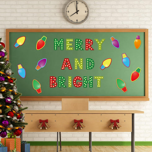 Christmas Cutouts, Xmas Bulb Classroom Bulletin Board Decorations for Merry Christmas Party Supplies for Kids Students