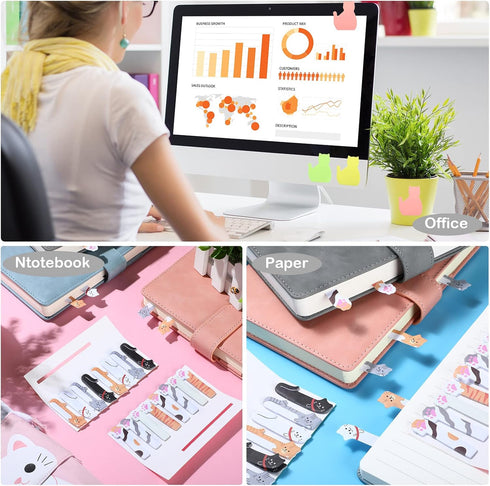 Cat Office Supplies Set - Cat Sticky Notes, Paper Clips, Gel Ink Pens, and Stickers for Cat Lovers