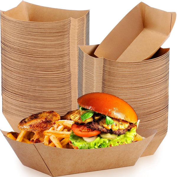 Zhehao 3 lb Kraft Paper Food Trays 300 Pack Disposable Nacho Hot