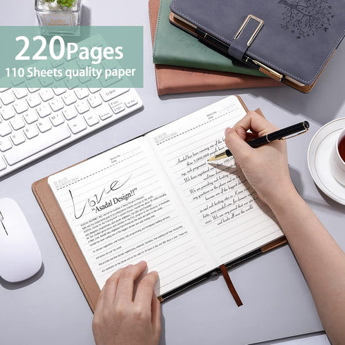 Xinnun 6 Set Leather Journal Writing Notebooks - A5 Lined, Refillable, Gift for Women Men