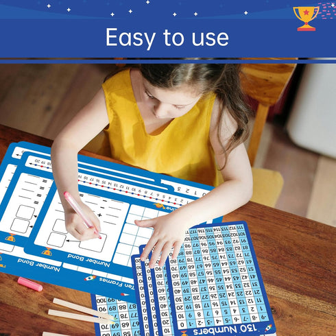 Dinggaogao 10 Packs Double Sided Number Line Whiteboards 9” x 12”, Writable 130 Numbers Chart for Students