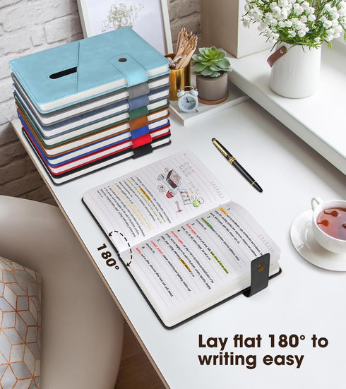 Black A5 Lined Leather Journal Notebook, Personalized Hardcover Set with Pen & Gift Box, 100 Pages for Daily Diary