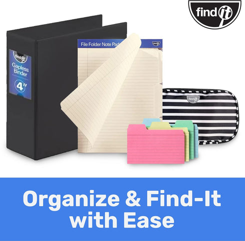 Find It File Folder Notepad - Pack of 12, 9.5 x 12.5 Inch Notebook Organizer Folders for Document and Clipboard