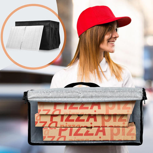 4 Commercial Maxcheck Pcs XXXL Insulated Food Delivery Bags with Removable Hard Bottom Foldable and Reusable Grocery