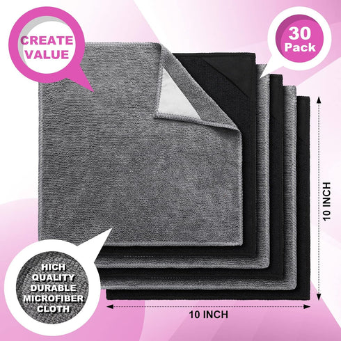 Tudomro 30 Pcs Magnetic Cleaning Cloth Dry Erasers for White Boards, Reusable Microfiber Cloth Eraser (Black, Gray)