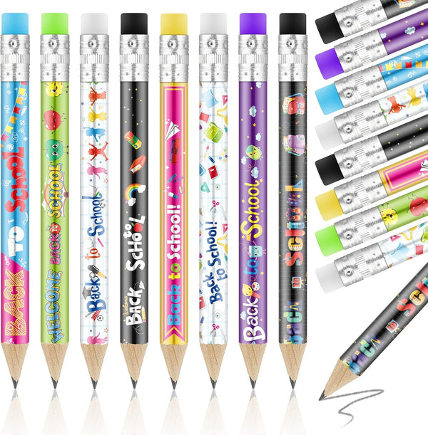Woanger 72 Pcs Welcome Back to School Pencils, Fun Kindergarten Mini Pencils with Erasers for Kids