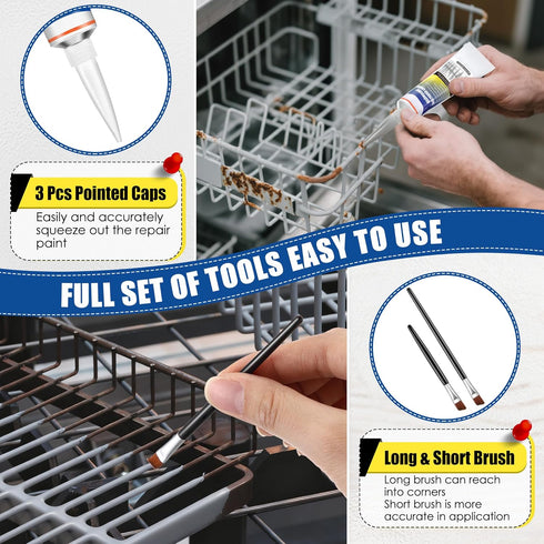 Avenuebool 1.7oz Dishwasher Rack Repair Coating, Grey Dishwasher Vinyl Rack Rust Touch Up Paint Kit, Insulation