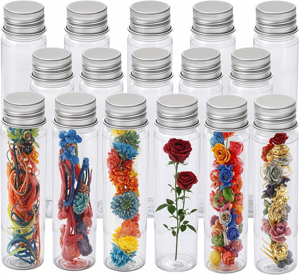 16 PCS Clear Plastic Test Tubes with Caps (50 ml) - 1.09×4.30 Inches for Candy, Beads, Powder Storage