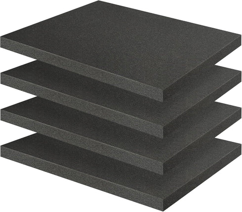 Storystore Polyurethane Foam Sheet, 4 Pcs Black Foam Inserts, Pick Apart Foam Pads for Cases, Packing, Toolbox, Camera