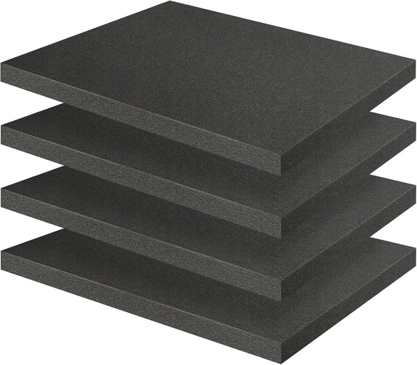 Storystore Polyurethane Foam Sheet, 4 Pcs Black Foam Inserts, Pick Apart Foam Pads for Cases, Packing, Toolbox, Camera