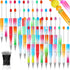 Crtiin 50 Pieces Plastic Beadable Pen Bulk - Black Ink Beaded Pens with 50 Refills for DIY Making Gift
