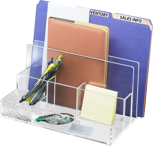 Kantek Acrylic File Sorter, Desk Organizer, 10.5-Inch Wide x 7.5-Inch Deep x 6.7-Inch High, Clear (AD245)