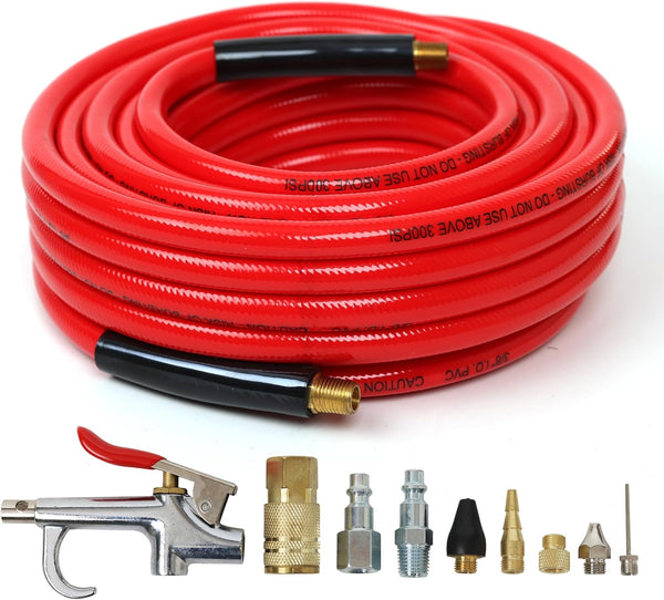 DYNAMIC POWER 3/8" x 50ft PVC Air Compressor Hose WITH 10 Pieces