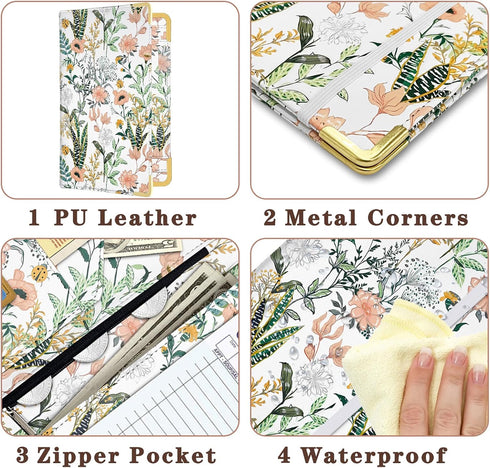 YeeCASE 2Pack Flower Server Book for Waitress with Zipper Pouch, Fits Waitress Apron,Receipt Holder with High Volume