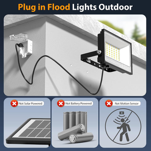 40W Outdoor,4000lm 6500K IP66 2 Pack Onforu Flood Lights Bright LED Work Light with Plug, Daylight White LED Flood