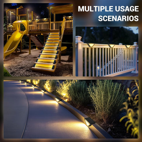 6 Pack 24 IP65, PATIOWIN Solar Step Lights for Outside, LEDs Solar Stair Lights Waterproof Solar Deck Lights Outdoor
