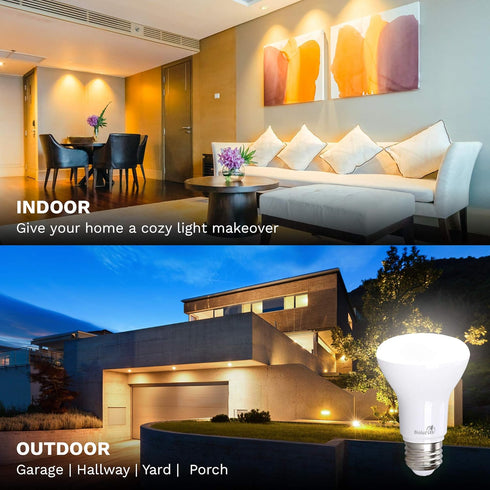 Bioluz 4 Pack BR20 LED Bulb, 5000K Daylight, 6W = 50 Watt Replacement, 90 CRI, 540 Lumen, Indoor/Outdoor