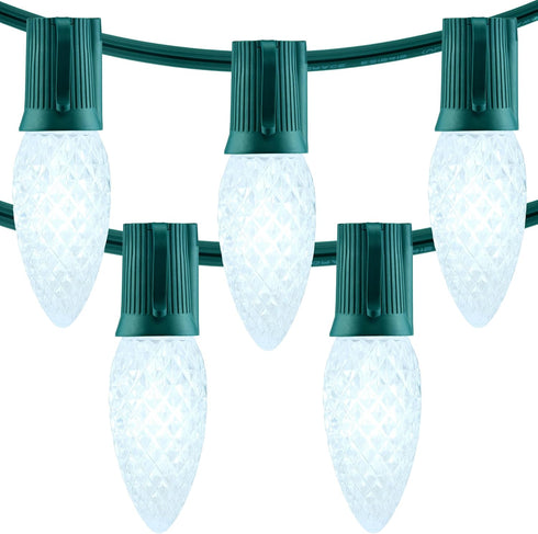 YULETIME Cool White C9 LED Christmas Lights, 25 Feet 25 Count 12"