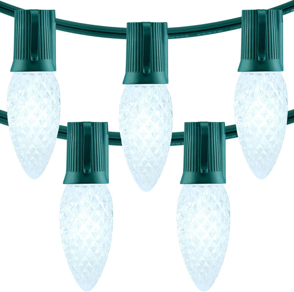 YULETIME Cool White C9 LED Christmas Lights, 25 Feet 25 Count 12"