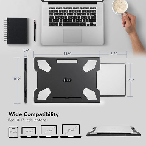 EHO Portable Laptop Pad for Your Lap, Lightweight with Foldable Stopper and Retractable Mouse Pad Tray