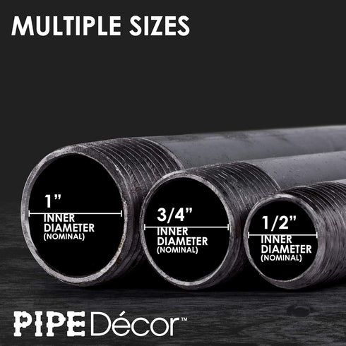 Pipe Decor 1” x 2” Malleable Cast Iron Pipe, Pre Cut Connector, Industrial Steel Grey, 6 Pack