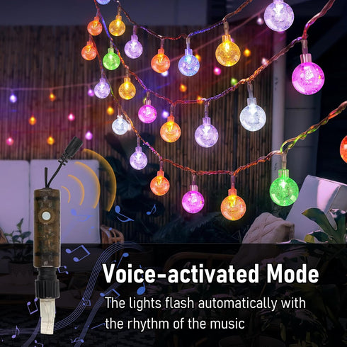 YCoisini 66FT 100 16 Outdoor String Lights, LED Patio Lights with Remote Control, Voice-Activated & Music Sync Mode