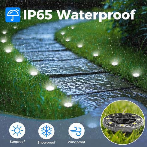 12 Pack 2.3 Inch Peasur Mini Solar Ground Lights, Flat Solar Disc Lights Outdoor Waterproof, Small Solar Garden Lights