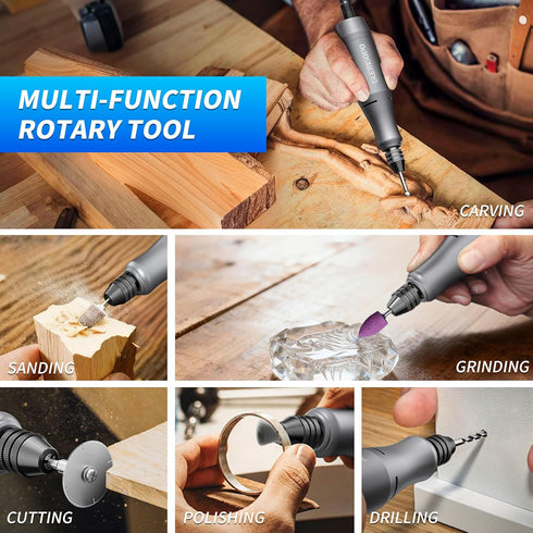 86 0-18,000 3-24V Mini Rotary Tool Kit with Copper Core Motor & Accessories, Variable Speed RPM, Regulated Power