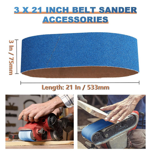 3x21 Belt Sander Sanding Belts Kit, 20 Pcs (4 Each of 40, 60, 80, 120, 240 Grits)