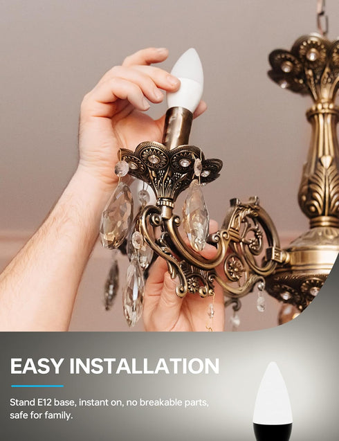 KINDEEP LED Candelabra Light Bulbs, Dimmable 60 Watt Equivalent, Daylight 5000K, E12 Base (6 Pack)