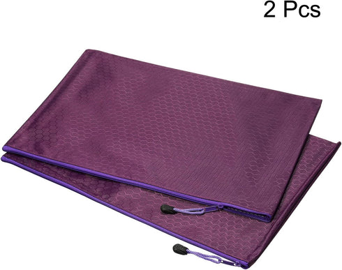 PATIKIL 2 Pack Waterproof Zipper File Bags - B4 Document Storage Folders for Office Travel, Purple