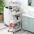 Sywhitta 4-Tier Plastic Rolling Utility Cart - Multi-Functional Storage Trolley with Handle for Office, Living Room,