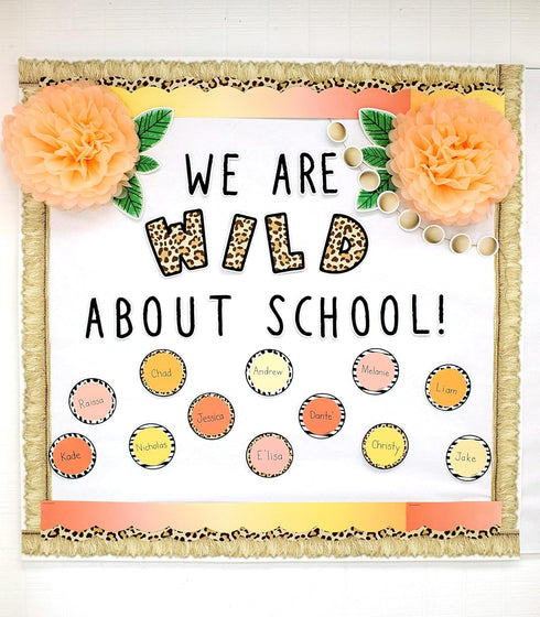 Schoolgirl Style Simply Safari We Are Wild About School Bulletin Board Set, Boho Neutral Classroom Decorations (99 pc)